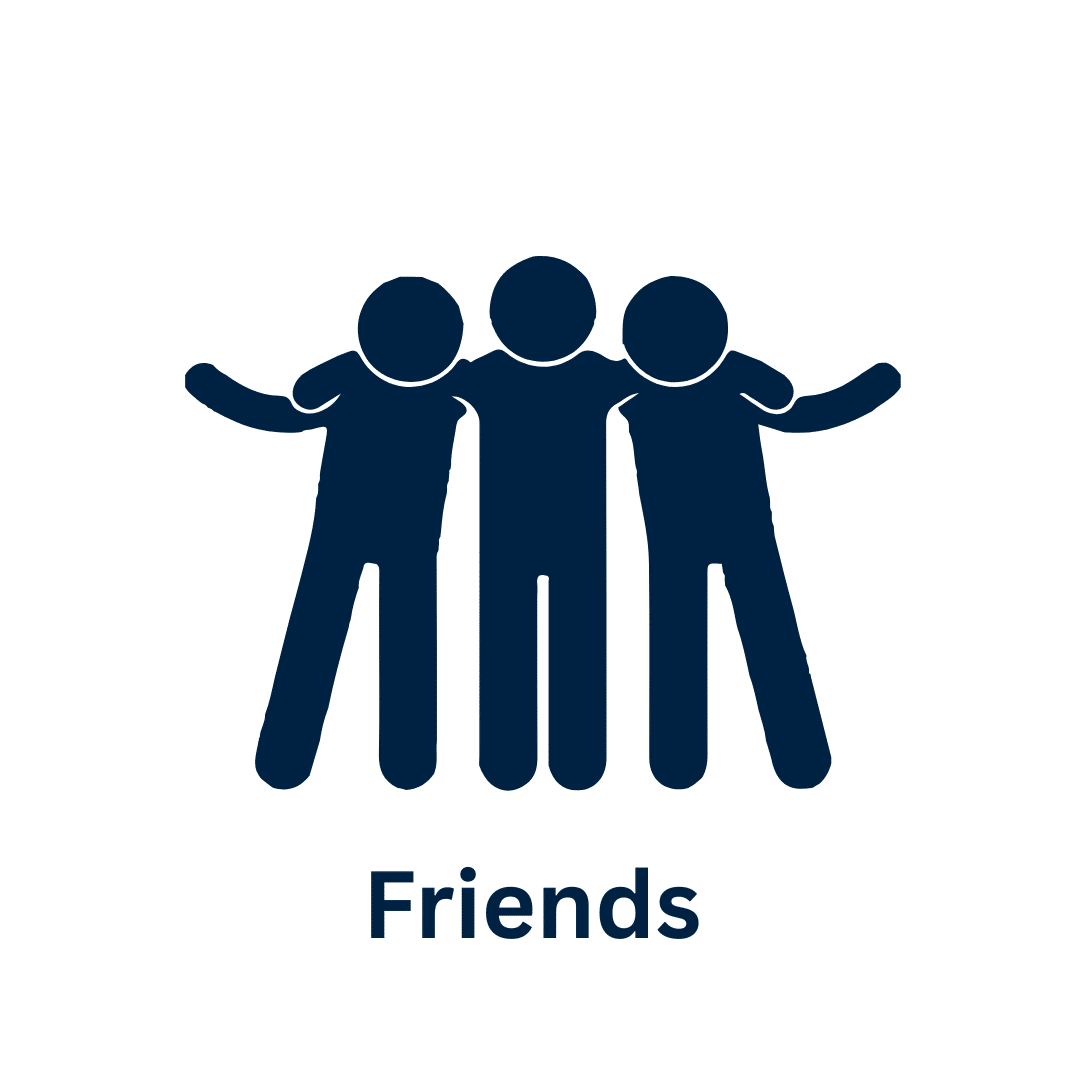 Friends group icon symbolizing unity, support, and social connection.