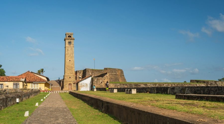 Historic Stone Tower at Galle Fort, Sri Lanka Historic stone tower and cobblestone walkway at Galle Fort, Sri Lanka.